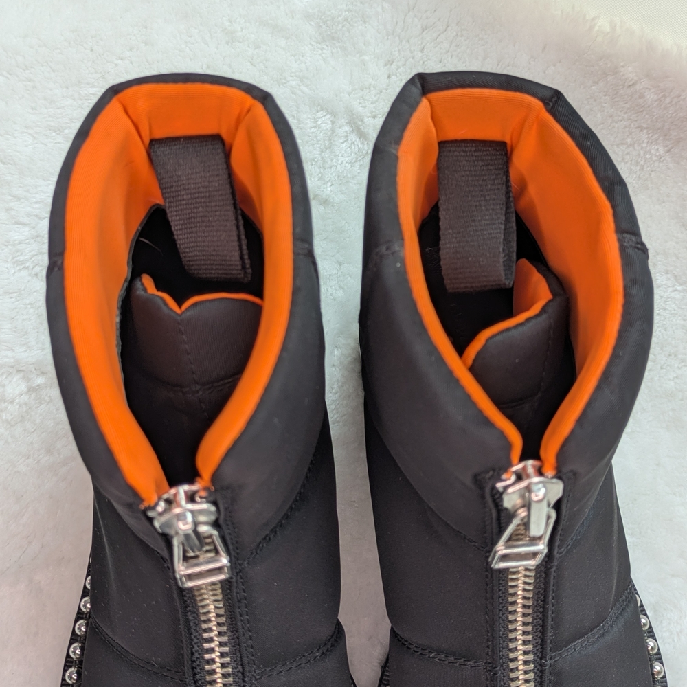 Alexander Wang Nylon Cooper Black And Orange Ankle Boots with Silver Studs - Picture 12 of 13